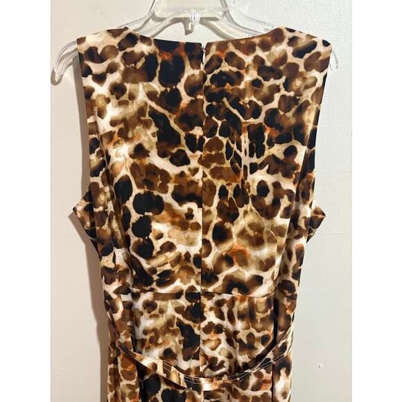 Calvin Klein Sleeveless Self Tie V-Neck Leopard Print Dress Plus Size 18W - Picture 5 of 7